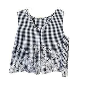 ZARA Basic Blue White Checkered Print Sleeveless Top Small